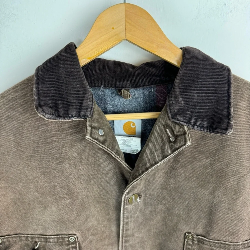 Vintage Carhartt Blanket Lined Chore Barn Jacket C02CHT Coat Brown Sz Large - Picture 9 of 16